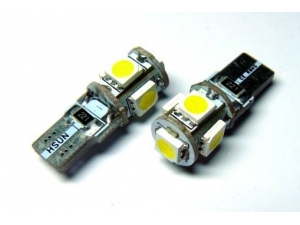 LED CANBUS izzó T10 (5smd-W2,1x9,5d-fehér) 2db