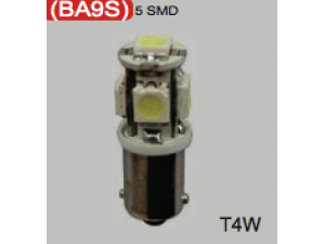 LED izzó BA9S T4W 12V (5smd - fehér) 2db