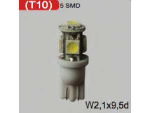LED izzó T10 12V (5smd-fehér) 2db