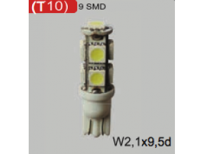 LED izzó T10 12V (9smd-fehér) 2db